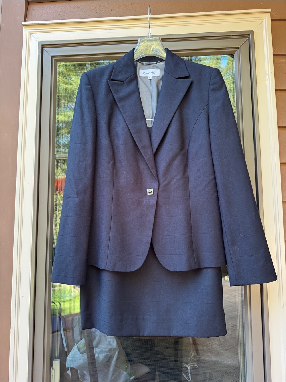 Calvin Klein Women's Dark Navy Single-Button Blazer and Skirt